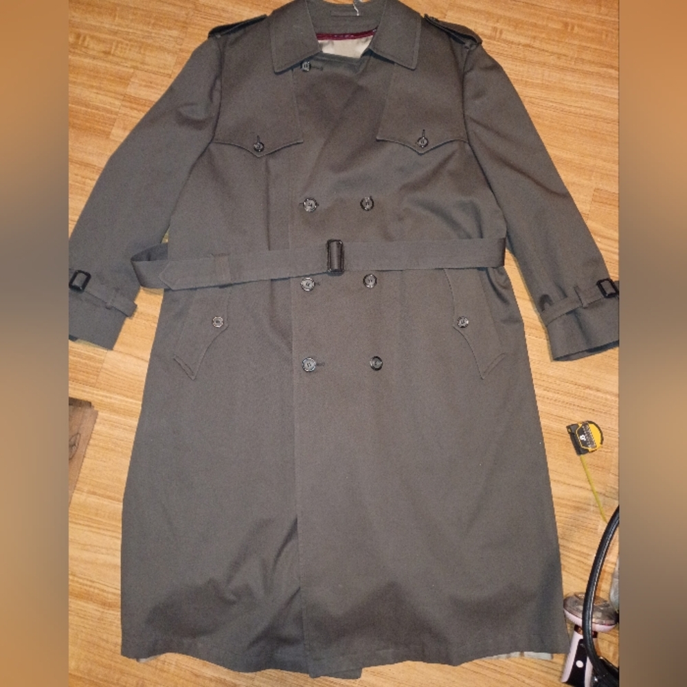 Authentic Vtg Christian Dior Le Connaisseur Trench Coat 44R Taupe Grey - Picture 14 of 14